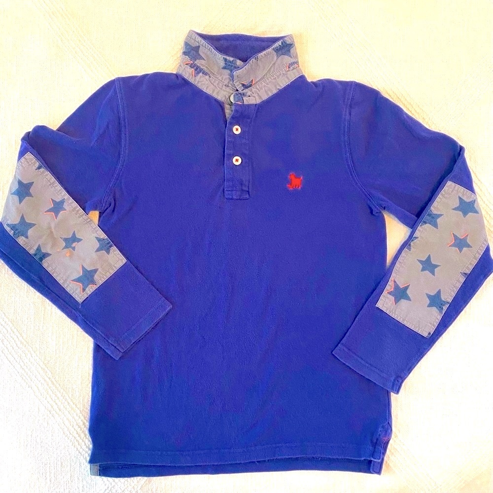 Mini Boden Long Sleeve Polo Navy with Stars Size 9-10Y
